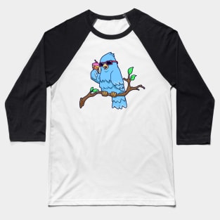 Cool bird on branch eating ice cream cone Baseball T-Shirt